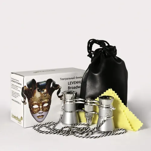 Бинокль Levenhuk Broadway 325F с подсветкой и цепочкой, серебряный,  4