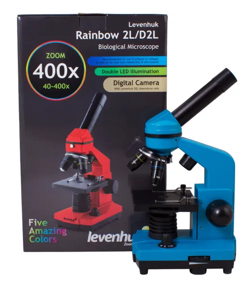 (RU) Микроскоп Levenhuk Rainbow 2L PRO Azure\Лазурь,  16