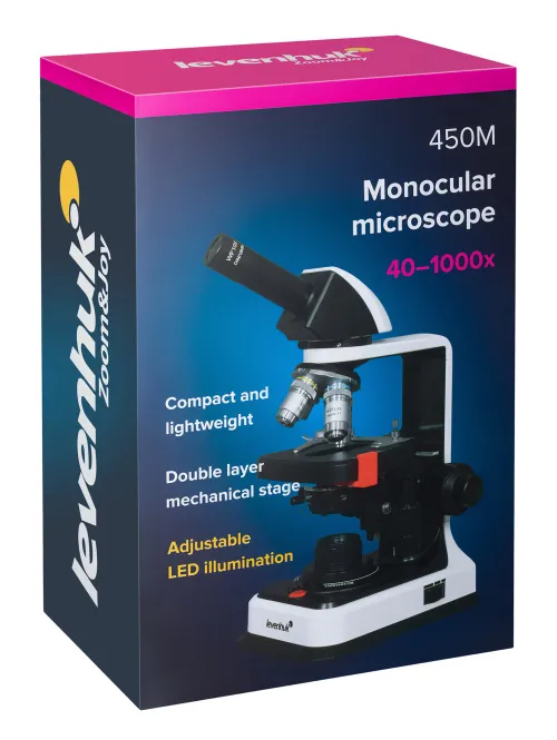 Микроскоп Levenhuk 450M, монокулярный,  12