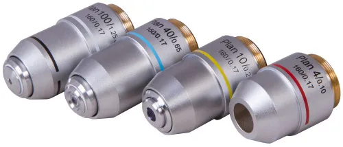 Набор планахроматических объективов Levenhuk MED 900 4x, 10x, 40xs, 100xs (масляный),  2