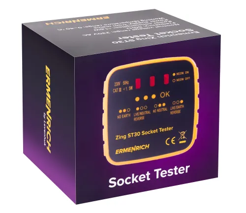 Тестер розеток Ermenrich Zing ST30,  5