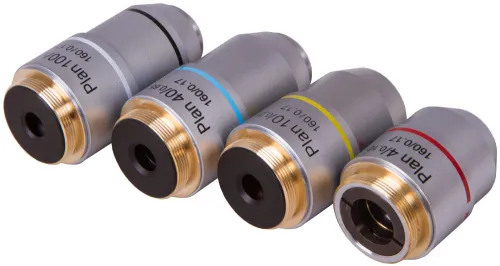 Набор планахроматических объективов Levenhuk MED 900 4x, 10x, 40xs, 100xs (масляный),  3