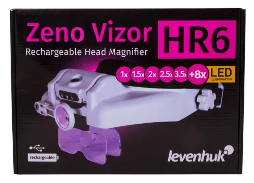Лупа налобная с аккумулятором Levenhuk Zeno Vizor HR6,  12