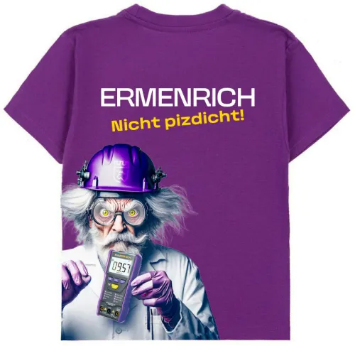 Фирменная футболка Ermenrich «Nicht pizdicht! Сумасшедший электрик», фиолетовая, размер L,  2