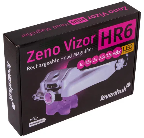 Лупа налобная с аккумулятором Levenhuk Zeno Vizor HR6,  11