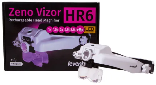 Лупа налобная с аккумулятором Levenhuk Zeno Vizor HR6,  10